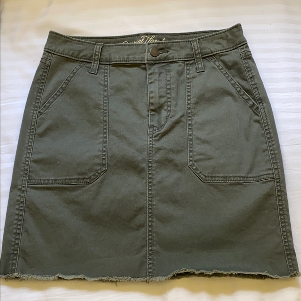 Army green mini skirt